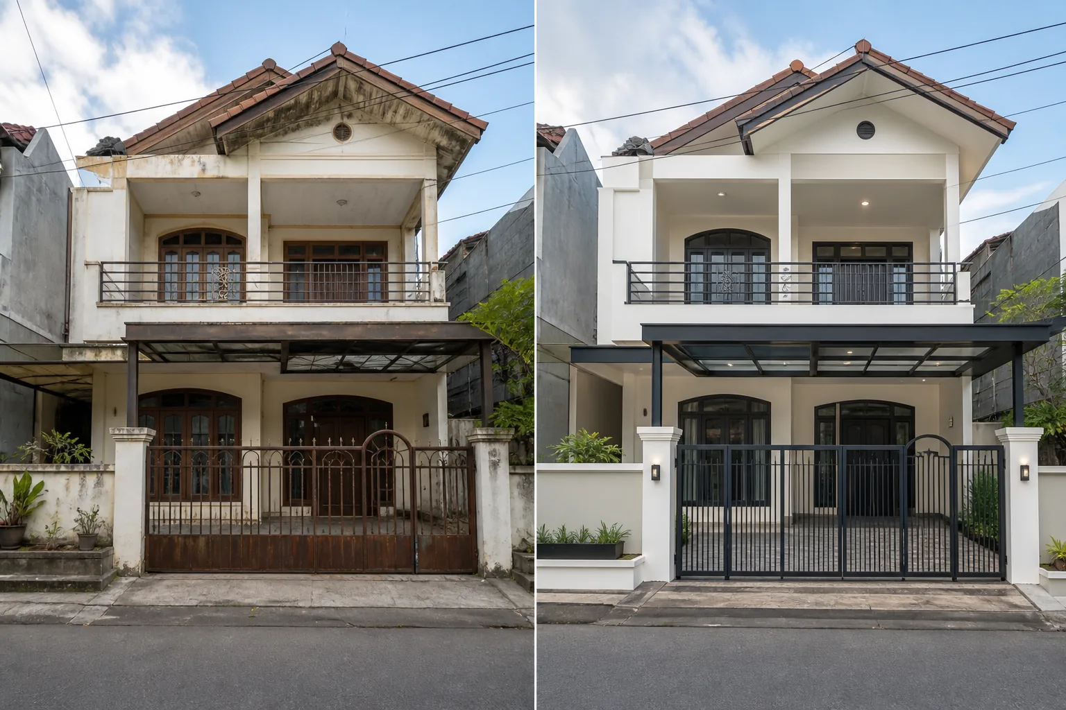 Perbandingan rumah Makassar sebelum dan sesudah renovasi profesional